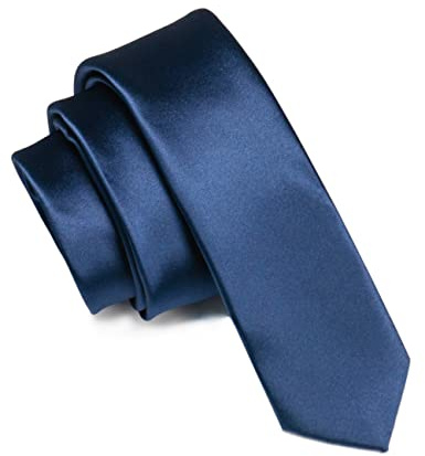 JEMYGINS Cravate Homme 5CM Étroit Slim Plusieurs Couleurs Disponibles en Soie Compris Boîtebleu marine clair