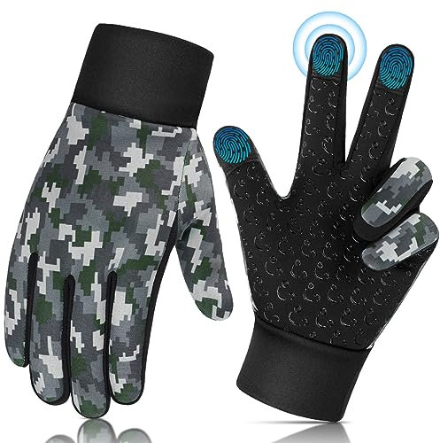 AOTOW Kinder Handschuhe Warme Fahrradhandschuhe Winter - Touchscreen Winterhandschuhe Fahrrad Kinderhandschuhe Thermo Winddichte Fleece Reithandschuhe mit Anti-Rutsch für 4-12 Jahre Kind Jung