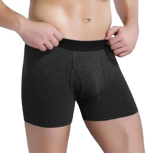 Urinary Incontinence Brief Washable Cotton Boxer Briefs Leakproof Protective Pants Underwear Reusable Urinary Incontinence Pant with Front Absorbent Area for Men
