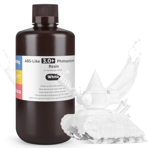 ELEGOO ABS-Like Resin 3.0 Plus, UV-härtendes Photopolymer-Harz Weiß 1kg | höhere Präzision, geringere Schrumpfung, verbesserte Festigkeit und Zähigkeit, Photopolymer ABS 3.0+ 3D Drucker Harz