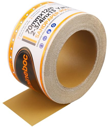 Shineboc 12m x 70mm Hook and Loop Sandpaper Roll, Aluminium Oxide Abrasive Sanding Paper for Sanding, Polishing and Rust Removal, 40 Grit