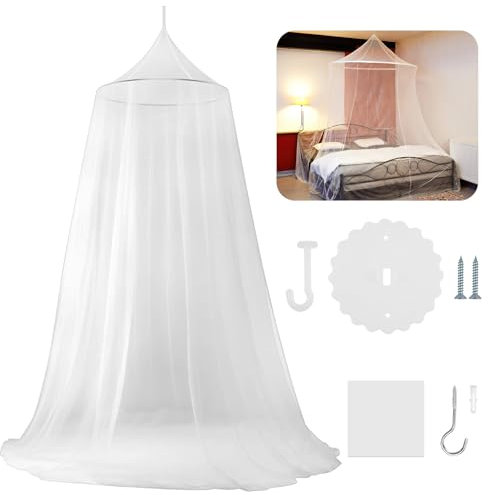 Hopton Moskitonetz Bett, Große Mückennetz Bett, Feinmaschiges Fliegennetz Bett für Doppelbett Einzelbett,Mosquito Netz mit Klebehaken Schrauben für Reise Zuhause Moskitoschutz(0.65 * 2.5 * 12.5m)