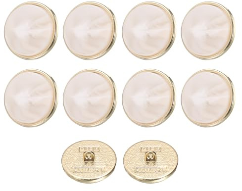 QUARKZMAN 10 Stück Knöpfe 20mm Buttons zum Annähen Marmormuster Runde Bastelknöpfe Ösenknöpfe für Bekleidung Hosen Mantel Jacken Dekorieren Handwerk Selber Machen, Weiß
