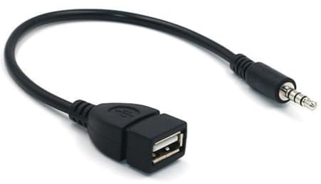 Adaptador USB hembra a jack de 3,5 mm, cable convertidor de audio estéreo para coche, puerto auxiliar, reproducción de USB, conector de audio portátil para música, sistemas de sonido, color negro