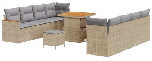 vidaXL Trädgårdsoffset 11 pcs Beige konstrotting, Trädgårds- och Terrassmöbler, Modern Rattansoffa, Utemöbler för Altan och Bakgård, Modulär Loungegrupp