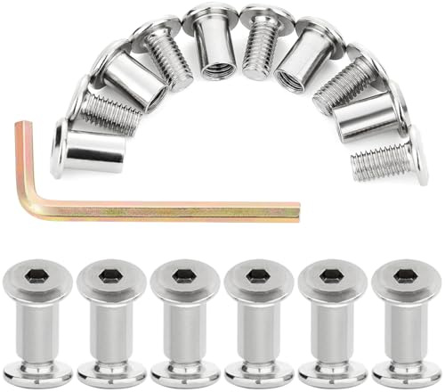 Xrfoiniu 100 PCS Silver M8x15mm Furniture Bolts and Barrel Nuts - Ideal for Multiple Garden Planter Stands, Fence Picket Fixings & Patio Decor Connections (100, M8x15mm)