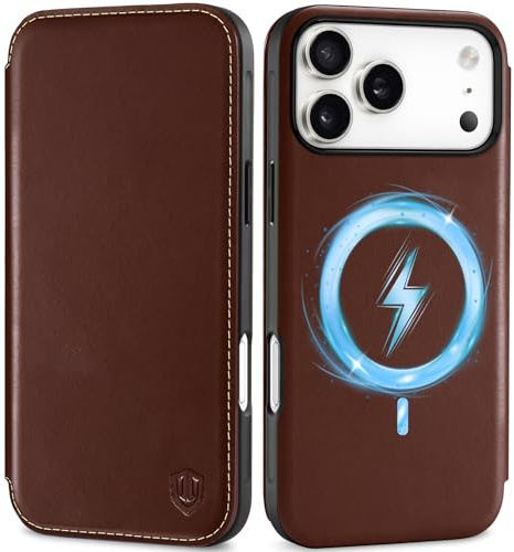 SHIELDON tunn läderfodral för iPhone 17 Pro Max 6,9 2025 5G, retro kaffebrun