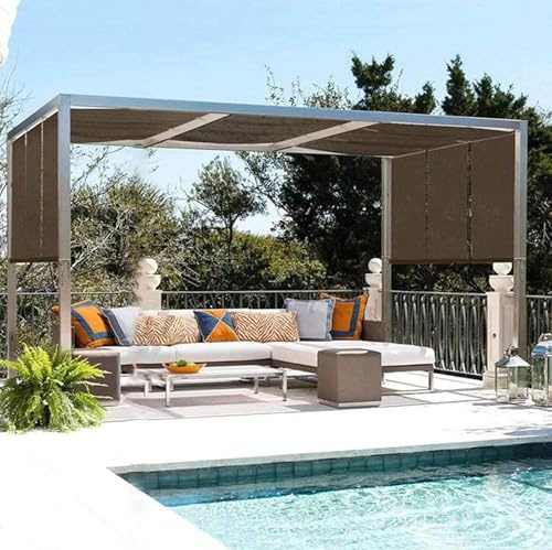 Telo Ombreggiante Occhiellato 4x5 5x10 Traspirante Vela Ombreggiante Rettangolare Antistrappo 90% Protezione Solare Rete Parasole per Esterni per Balconi Terrazza Tetti Giardino,brown-4x4m