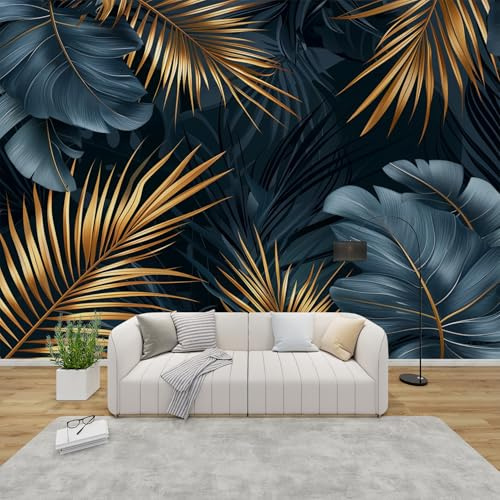MMYAOKEN Papier Peint Panoramique Feuilles Tropicales 450x315 cm - Décoration Murale Feuilles de Palmier - Tapisserie Murales Papier Peint Intissé pour Chambre Salon - Poster Tableaux Photo Muraux