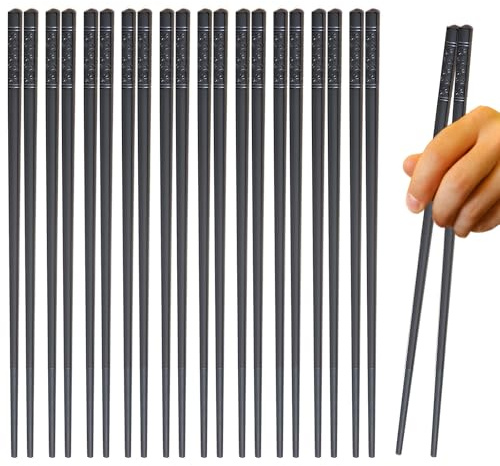 SEESUNO 10 Pairs Chopsticks Reusable, Non Slip Temperature Resistance Chinese Chop Sticks with Sakura Patterns for Noodles Rice Asian Food