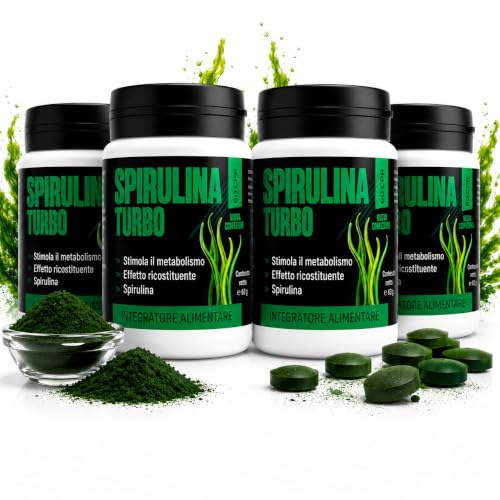 Spirulina Turbo Integratore Alimentare con Spirulina 240 Capsule | Con spirulina ad alto contenuto proteico, supporta il senso di sazietà e il benessere quotidiano.