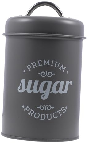 Garneck Tarro Hermético Metálico para Azúcar y Café Recipiente Decorativo para Té y Snacks Almacenamiento Versátil para Cocina Color Gris Mate Diseño Europeo