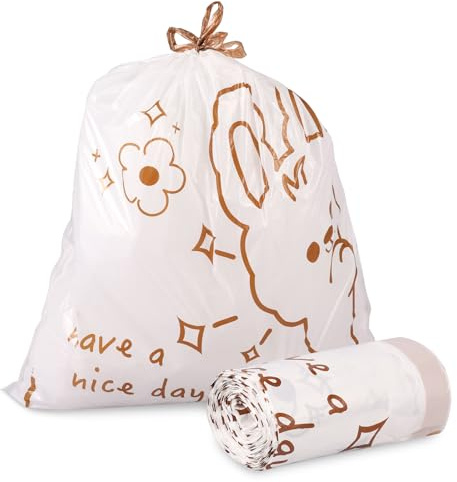 60 bolsas de basura con cordón, bolsas de basura con diseño de animales, resistentes al desgarro, para cubos de basura de 10 litros, para baño, oficina, cocina, dormitorio (A, 60 unidades)