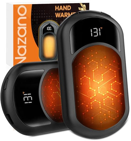 Hand Warmers Rechargeable 2 Pack, 6400mAh Portable Reusable Handwarmer, Ultra-Thin Ergonomic Design Portable for Pocket Warmer Gifts for Christmas, Essentials for Outdoor Sports Skiing Walk the Dog