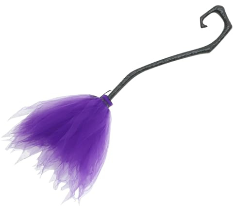 LALADEFIEE Scopa Viola Staccabile per Cosplay di Halloween Accessorio Decorativo Design Leggero Materiale Riutilizzabile Scopa per Arredamento e Feste