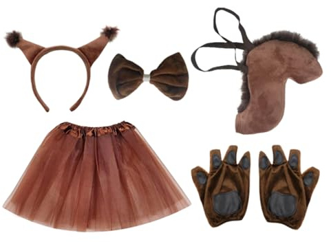 Genérico Orecchie di Scoiattolo | Articoli Per Feste Di Halloween Con Coda | Costume Costume Animale con Guanti,Per Natale Pasqua Teatro Opere Scuole Compleanno Bambini Cosplayers