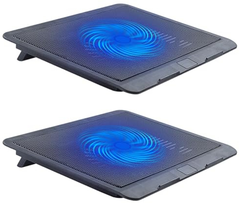 HWIREUIGT 2 almohadillas de refrigeración para portátil con ventiladores grandes, ventilador de refrigeración para portátil con puerto USB 2 en 1, luz LED , soporte ajustable