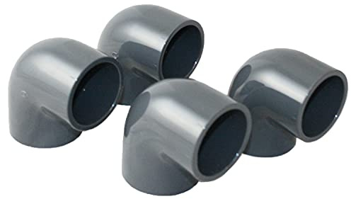 Baumaxxe 4x PVC Winkel 32mm Fitting Winkelmuffe Klebemuffe - 16 Bar - bm082 | 1 Zoll PVC Fitting, 2x Klebemuffe und Anschlagfuge, zum Verkleben mit PVC Rohr 32mm, Pool Zubehör für Poolverohrung 32mm