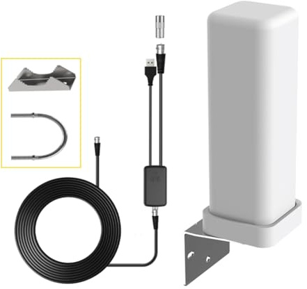 Geieold Antena de TV Digital 4K 35dBi Canal HDTV Gratuito para Exteriores Amplificador de Señal de Alcance de 6000 Millas para ATSC/DVB-T/DMB-T/ISDB-T