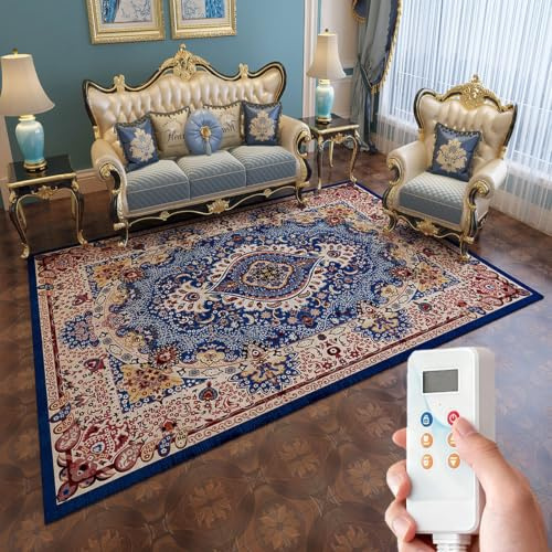 Tappeto riscaldante per pavimento a infrarossi con timer intelligente; tappeto elettrico a riscaldamento rapido per ampie superfici, ideale per camera da letto, ufficio e camper.