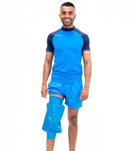 Bloccs Funda impermeable para las rodillas, natación, ducha y baño. Protección estanca - #AKP87-XL - para vendajes para Unisex Adulto Azul XL
