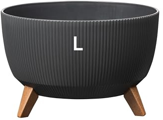 MELTOM Blumentopf Schale mit Füßen Einsatz Kräutertopf Übertopf Pflanzschale Eco Recycled Anthrazit L 40 cm Innenbereich Kunststoff