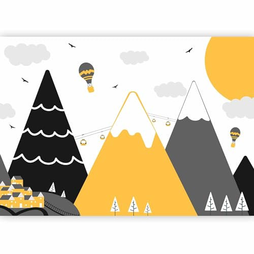 murando PREMIUM Fotomurales Guarderia 400x280 cm Papel pintado tejido no tejido Decoración de Pared decorativos Murales moderna de Diseno Fotográfico Montanas Globo Paisaje para ninos g-A-0333-a-a