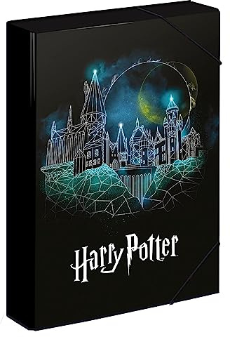 Baagl Heftbox för skolväskor – häftmapp A4 för barn med gummiband och innerklaffar – samlarmapp, samlarlåda med elastiskt band för pojkar, flickor (Harry Potter)