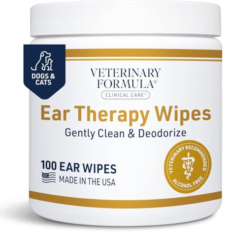 Veterinary Formula Clinical Care Ear Therapy Wipes, 100ct – Cat and Dog Ear Cleaner – Help Relieve Itchy Ears Quickly & Effectively Remove Dirt, Debris, and Foul Odor