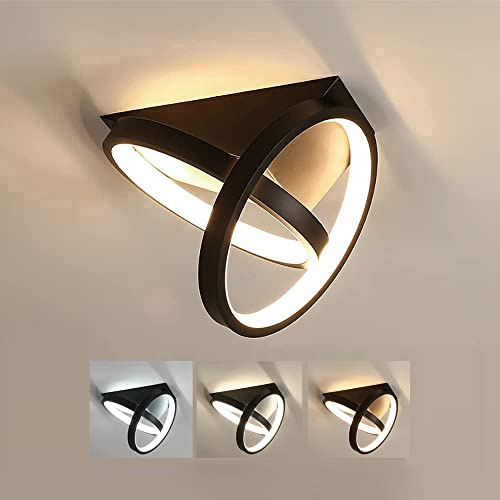 TRUYOK 26W LED Moderne Deckenleuchte Dimmbar Deckenlampen Ringe Weiß Flur Wandlampe Runde Deckenleuchtung für Wohnzimmer Schlafzimmer Esszimmer Küche Korridor Balkon Gang Treppe Lampen (Schwarz)