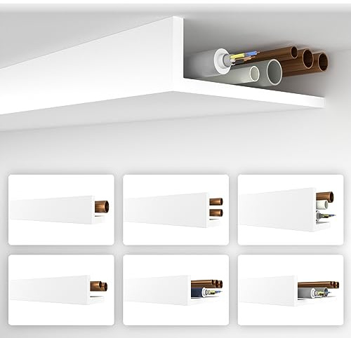 HEXIMO Winkelprofil weiß 1.7 Meter Profile - XPS Abdeckleisten für Heizungsrohre, L-Profil Rohrabdeckung Kabelkanal Modell: HRA-6-71x280 mm (1.7 Meter/Leiste)