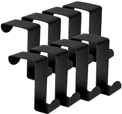 flintronic Over Door Hooks, 8PCS Heavy-Duty Over Door Hanger, Stainless Steel Coat Hooks Wall Mounted for Doors, Bedroom, Bathroom, Wardrobe, Reversible Organizer Rack for Coat, Towel, Bag, Robe