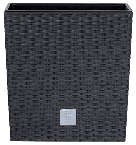 URBNLIVING Grand pot de fleurs élégant en rotin, Pot Plante Intérieur ou Extérieur (anthracite, H 20 cm x P 20 cm)