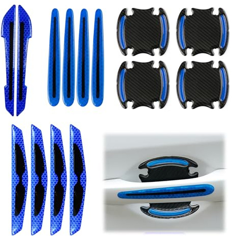 PLATEYTR 14 Stück Auto-Türgriffschutz/Aufkleber, Türgriff-Lackschutz, Schutzfolienaufkleber, kratzfester reflektierender Warnaufkleber (blau)