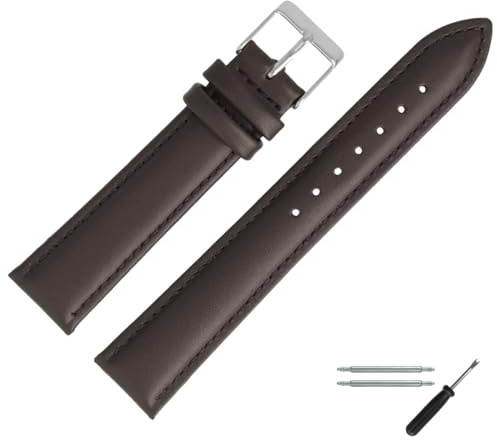 MARBURGER Uhrenarmband 18mm Leder Glatt Mit Naht - Werkzeug Montage Set 27618