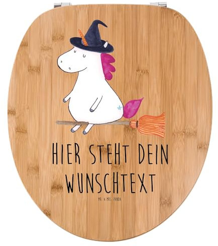 Mr. & Mrs. Panda Personalisierter WC Sitz Motiv Einhorn Hexe - Personalisierte Geschenke, WC-Sitz, Teufel, Toilettensitz, Klobrille, Frau, Einhörner, Klodeckel, Freundin, Engel, Unicorn, mit Namen