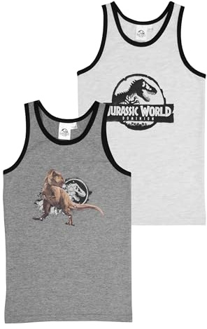 United Labels Jurassic World Unterhemd für Jungen Kinder Tank Top Hemdchen Unterwäsche Grau (2er Pack) (DE/NL/SE/PL, Numerisch, 122, 128, Regular, Grau)