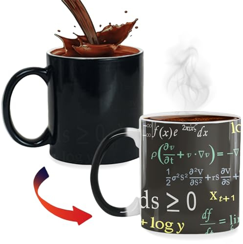 ZONSUSE Matematikformel färgskiftande mugg, kreativitet värmeväxlande mugg, söt värmekänslig magisk kaffekopp, personliga födelsedagspresenter för man pojke flicka lärare tonåringar barn 330 ml