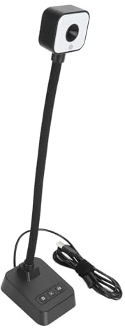Caméra de Documents USB 4K, Webcam USB Pliable avec Objectif Rotatif à 360 Degrés, Mise au Point Automatique, Lumière LED à 3 Niveaux, Micro, Compatible avec Les PC