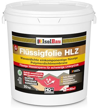 Flüssigfolie HLZ 20kg - Dichtfolie für kritische Untergründe - Wasserdichte Abdichtung für innen & Außenbereich - für Wand & Boden - Balkonabdichtung, Wasserstop, für Fliesen und Holz