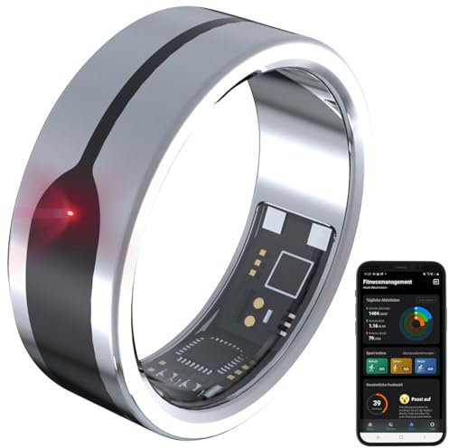 Newgen Medicals Fitness Ringe Damen: Fitnesstracker-Ring, 2 mm, Silber, Gr.68, Versandrückläufer (Fitnessring, Smart, Fernbedienung)