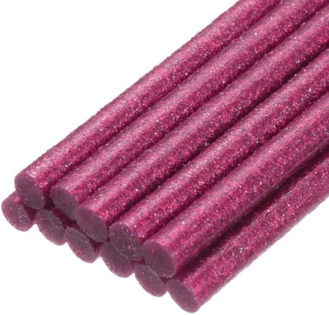 QUARKZMAN Mini Bastoncini di Colla a Caldo per Pistola Colla 7mm x 100mm Glitter Rosa Rossa 12pz