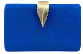 MODELISA - Bolso Clutch Cartera De Mano Hoja Cadena Hombro Fiesta Noche Boda Evento Novia Mujer (Azul)