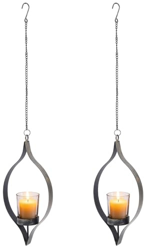 Buachois 2 PCS Candelas Colgantes de Metal Vintage Cabellas Colgantes Cabalas Candillas de Hierro Soporte de luz de té de Hierro para jardín de hogares Patio de la Ventana del