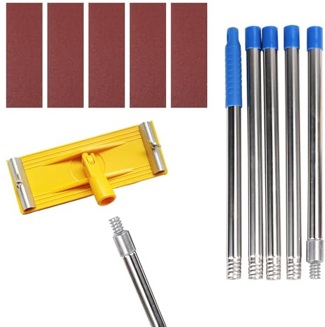 Qivine Heavy Duty Swivel Pole Sander with Extension Pole, Without Ladders | Sanding Pole, Fast Productive Floor Wall & Ceiling Sanding, Universal Screw, Wall Sanders Compatible with 9×3in Sandpapers