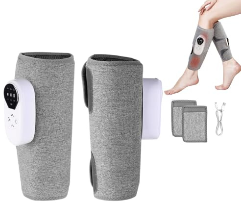 WRQIOO 2 Stück Beinmassagegerät, Wadenmassagegerät, Wadenmassagegerät Kabellos mit Heizfunktion, 3 Modi und 3 Heizstufen, Einfach zu Bedienen, Hilft Bei Beinschmerzen