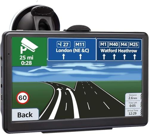 7 Inch GPS Navigaton for Car Truck RV, 2025 Latest Map GPS for Car with Free Lifetime Updates, Voice Guidance, Speed Alerts, Custom Routing, HD Touchscreen (Black)