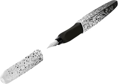 Pelikan Twist Color Edition Füllhalter, Edelstahl-Feder in Strichbreite M inkl. Tintenpatrone, schwarz/weiss