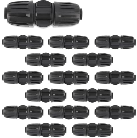 Kalolary 15Pcs 1/2 inch Drip Irrigation Fittings Lock Barbed Straight Through Connectors for 16mm Irrigation Hose, Drip Line Connectors for Sprinkler Garden Lawn System