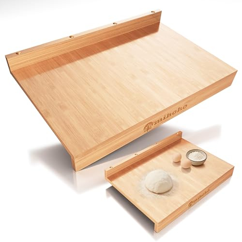 Planche à pâtisserie en bois, planche à découper avec rebord, planche à pétrir réversible pour étaler la pâte à pain, planche à découper avec rebord 61 x 40 cm (Bambou)